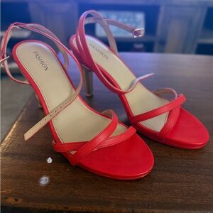 Pashion Footwear Red Strappy Heels